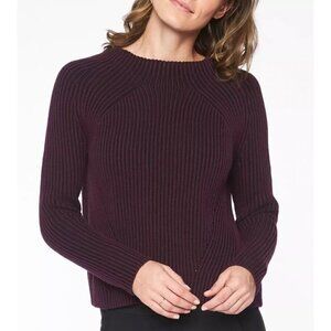 Athleta Rockland Ribbed Knit‎ Chunky Sweater in Burgundy Maroon Winter Size XXS